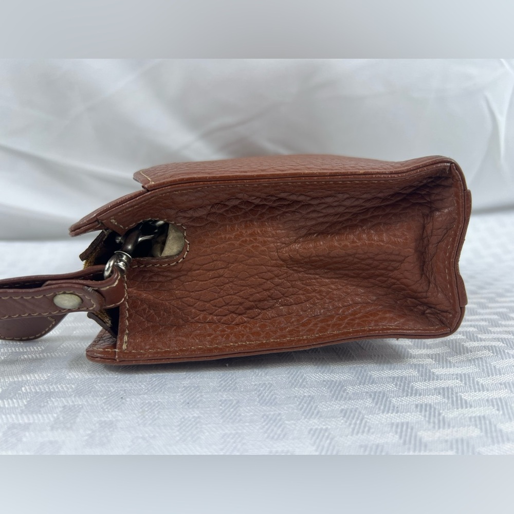 Burberrys of London Brown Pebbled Leather Wristlet with Plaid Lining (Vintage) - Picture 7 of 13